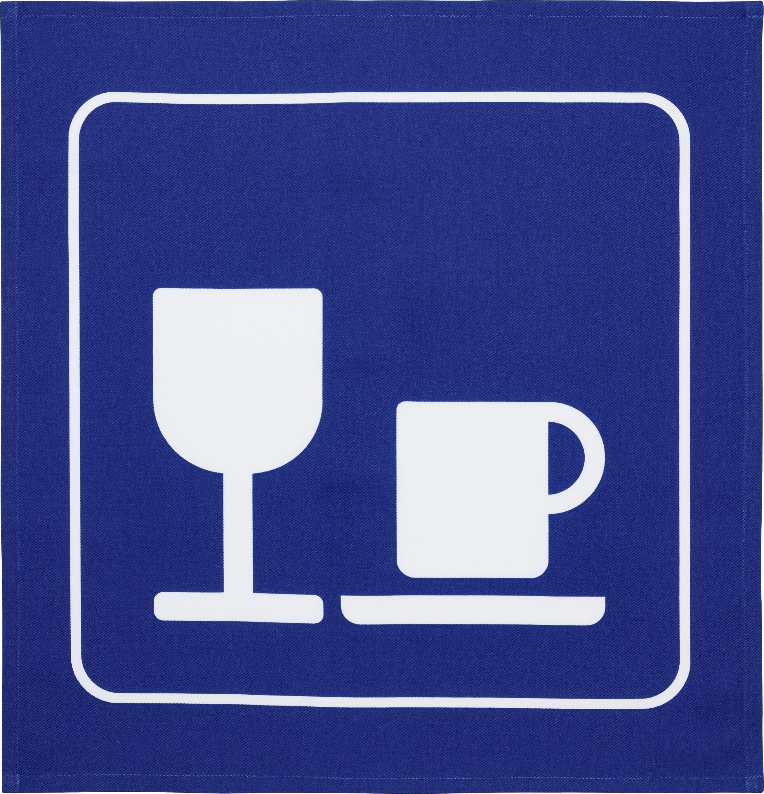 SE PICTO BISTRO 2er set Küchentuch 50x50 - Blau / B: 50.0 cm x H: 50.0 cm