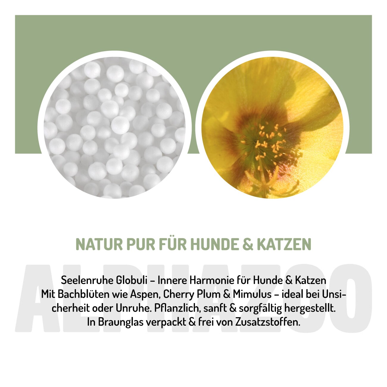 ALPHAZOO Seelenruhe Bachblüten, Globuli für Hunde und Katzen