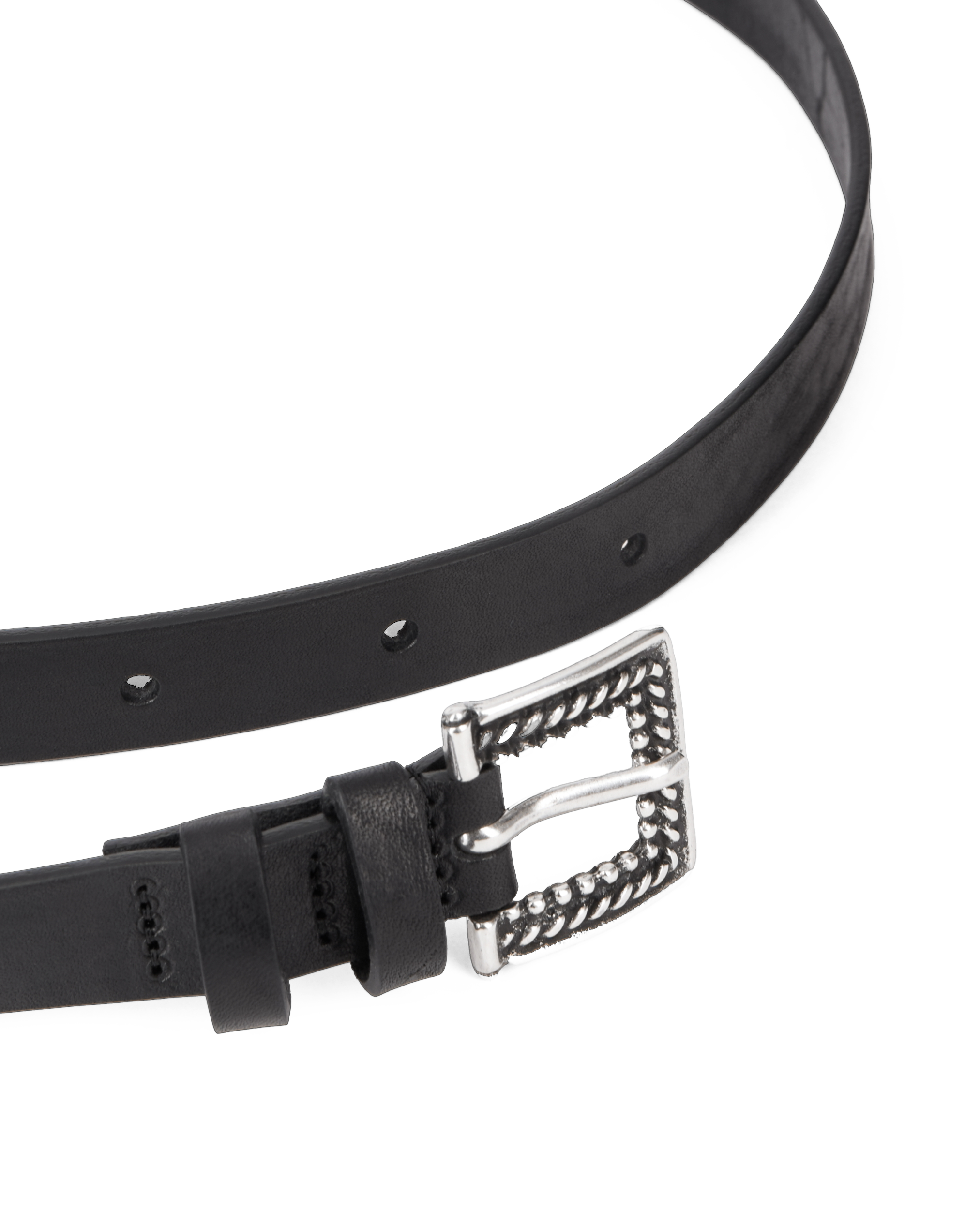 Ceinture fine en cuir| Noir