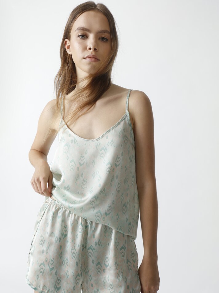 Shorts de pijama de cetim - Verde