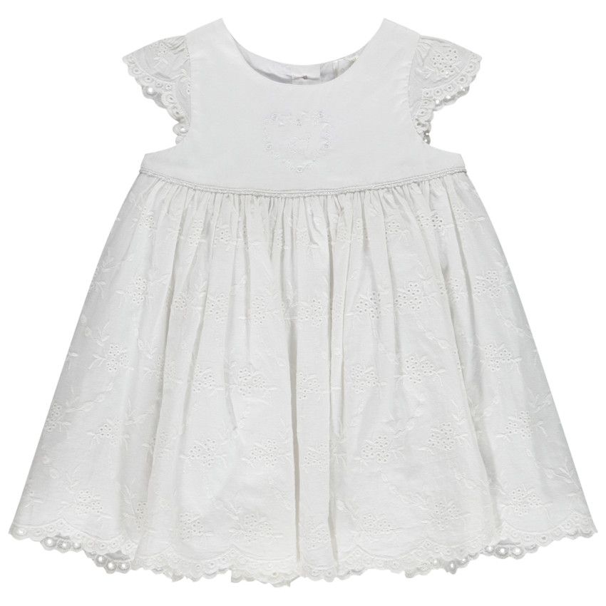 Robe de cérémonie en broderie anglaise pour bébé fille - Blanc