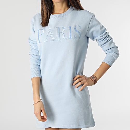 Robe Sweat Crewneck Femme Paris Bleu Clair