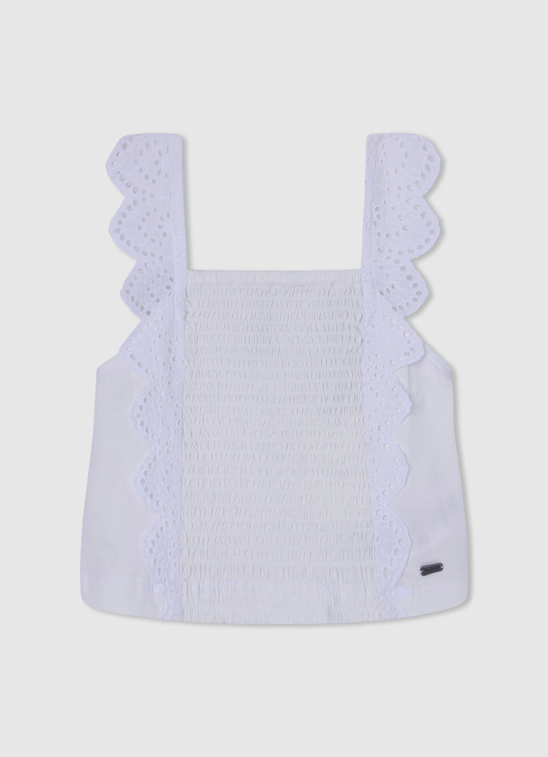 CAMISETA TIRANTES VOLANTES - mousse white
