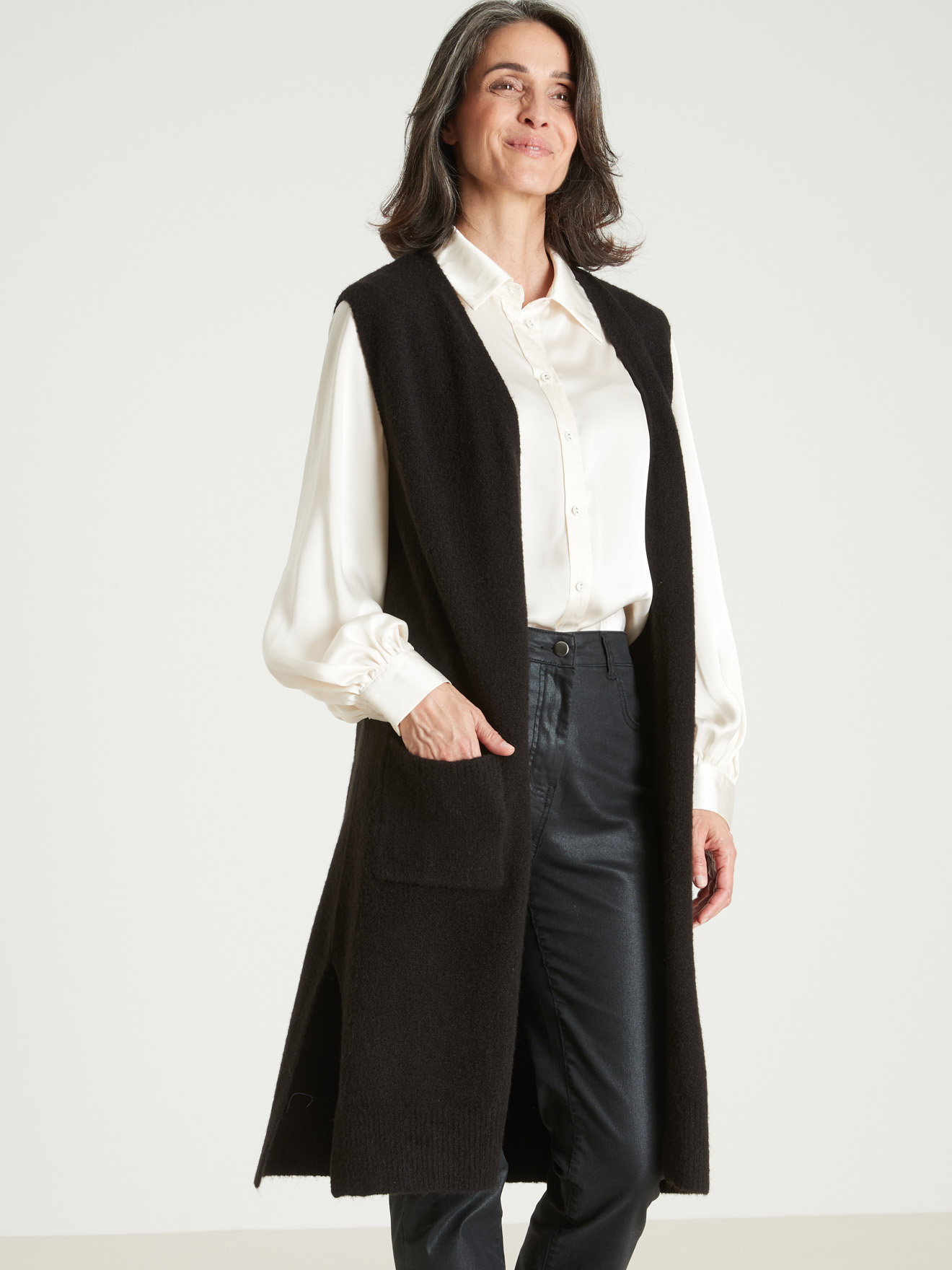 Long gilet sans manches