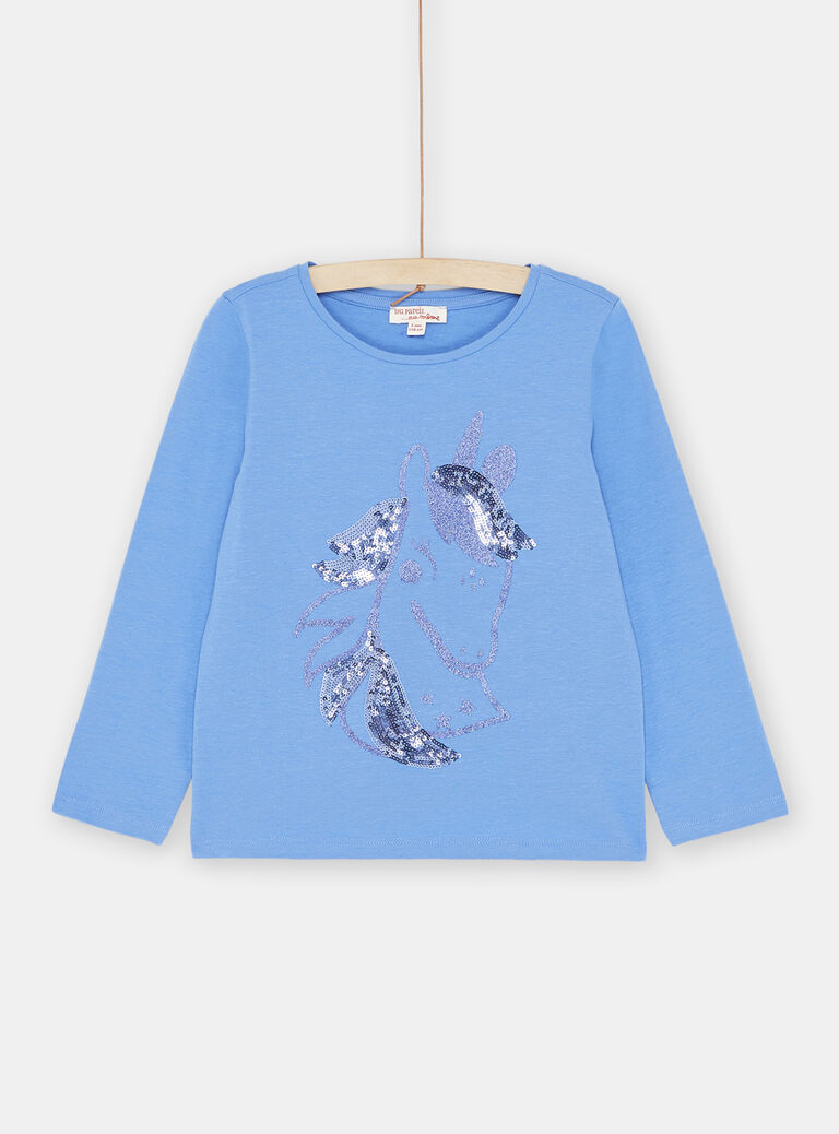 T-Shirt en sequin bleu fille