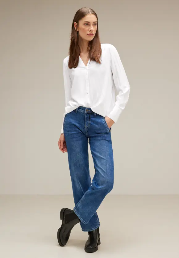 Longbluse in Unifarbe - White