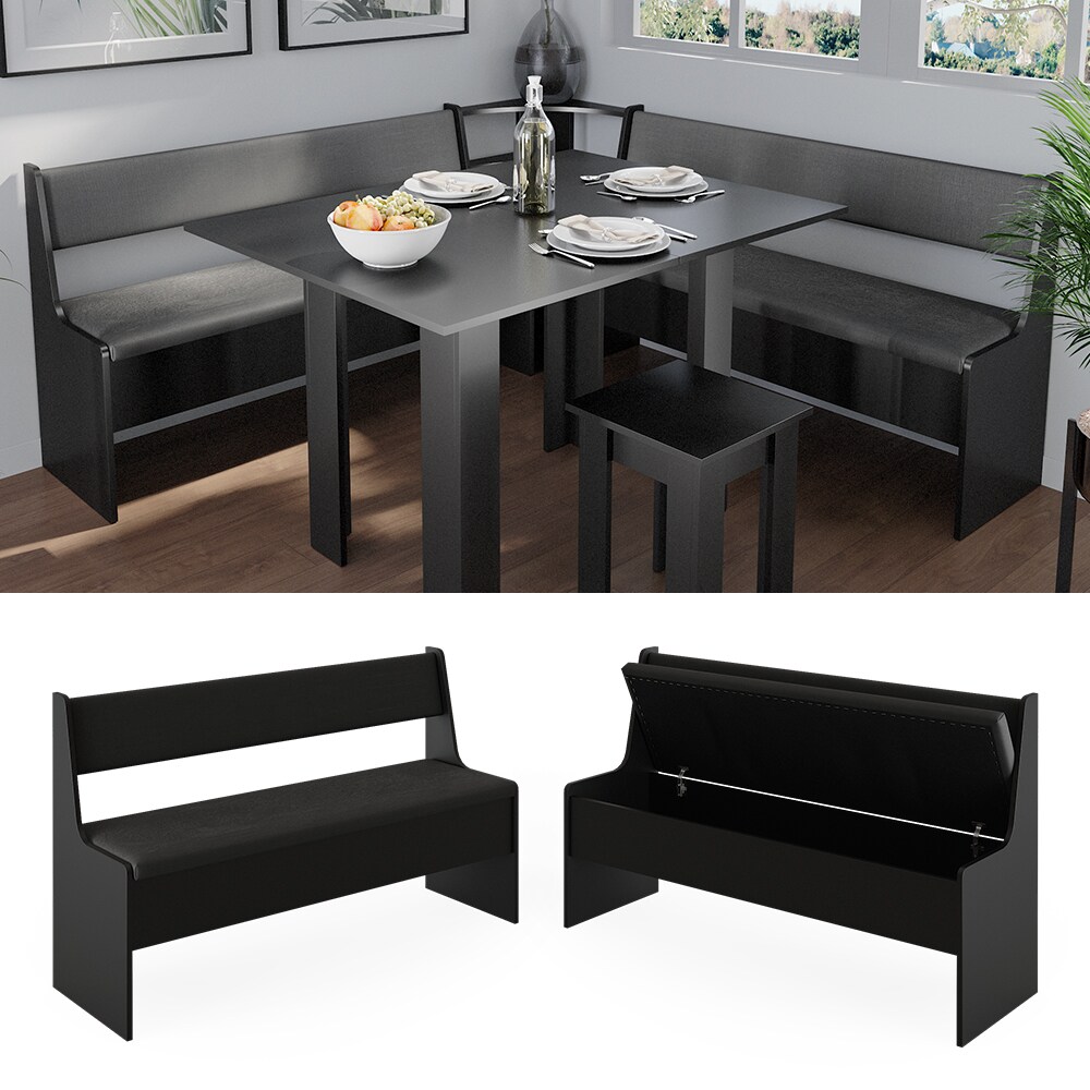 Vicco Küchenbank Sitzbank Esszimmerbank Roman Schwarz 137 cm modern Truhenbank Eckbankgruppe Esszimmergruppe Küchensitzgruppe Sitzbankgruppe Küchenmöbel Polstermöbel