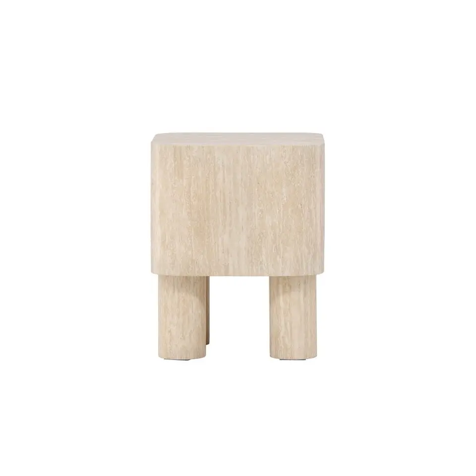 Bijzettafel Vierkant - Travertinlook MDF - 40x40x50cm - Klirou