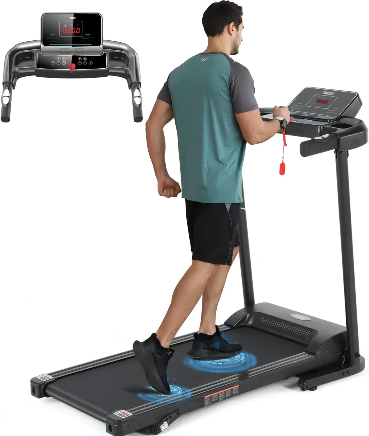 Novonova Elektrisches Laufband klappbar bis 12.8 KM/H, Laufband für zu Hause 2.0 HP leiser Elektromotor mit LED Display&12 Trainingsprogrammen& 3 Countdown-Modi, NV-T3801