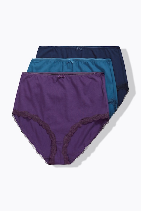 Maxislips, 3er-Pack, Spitzenkanten, High Waist