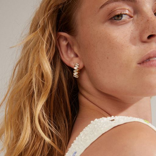 Pilgrim Heli Crystal Hoops, Gold Plated