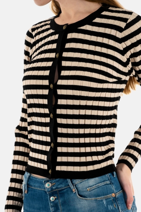 gilets cardigans freeman t. porter carly stripes cv72 f1119 irish cream