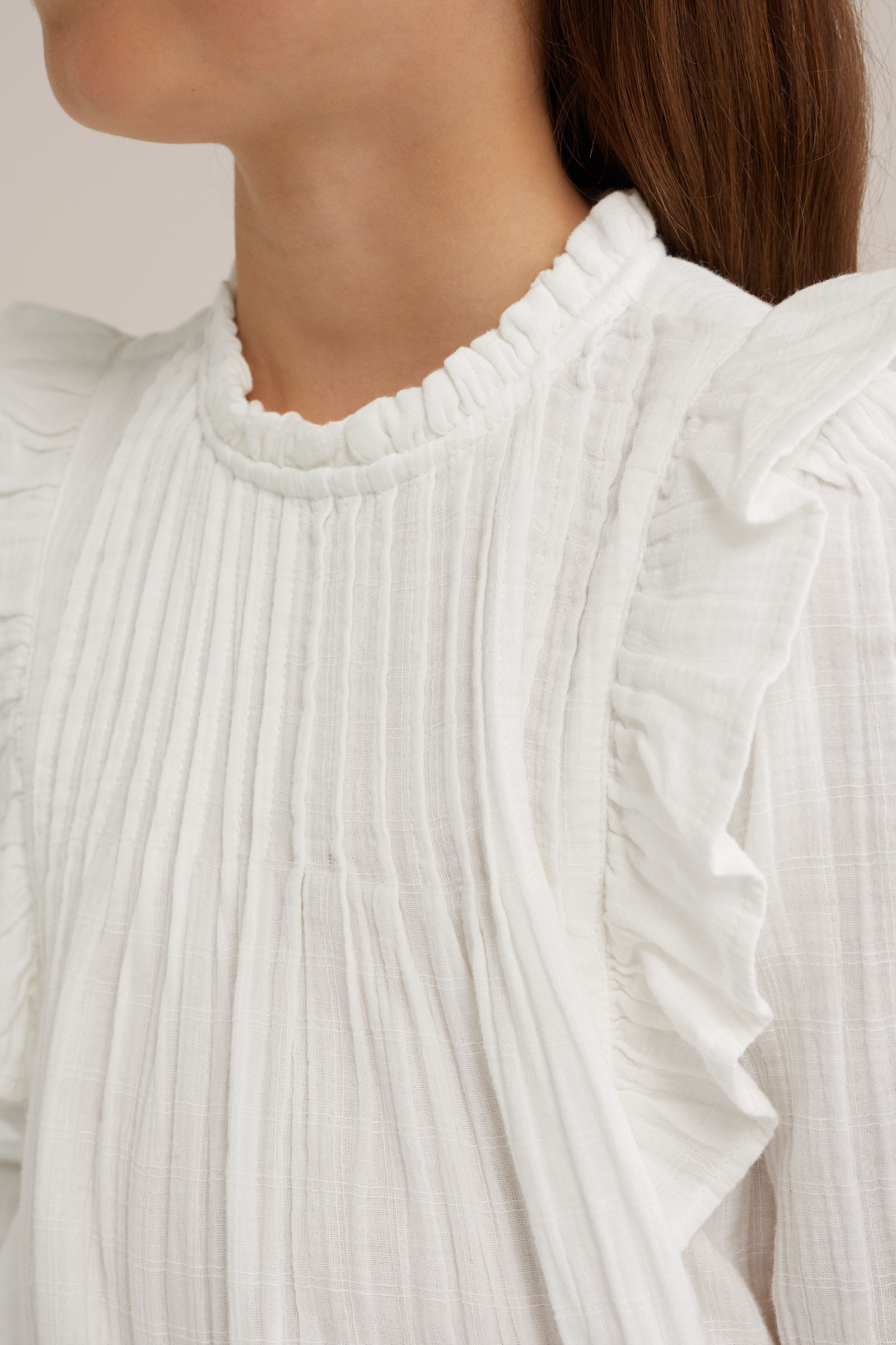 Meisjes blouse met ruches WE Fashion Wit