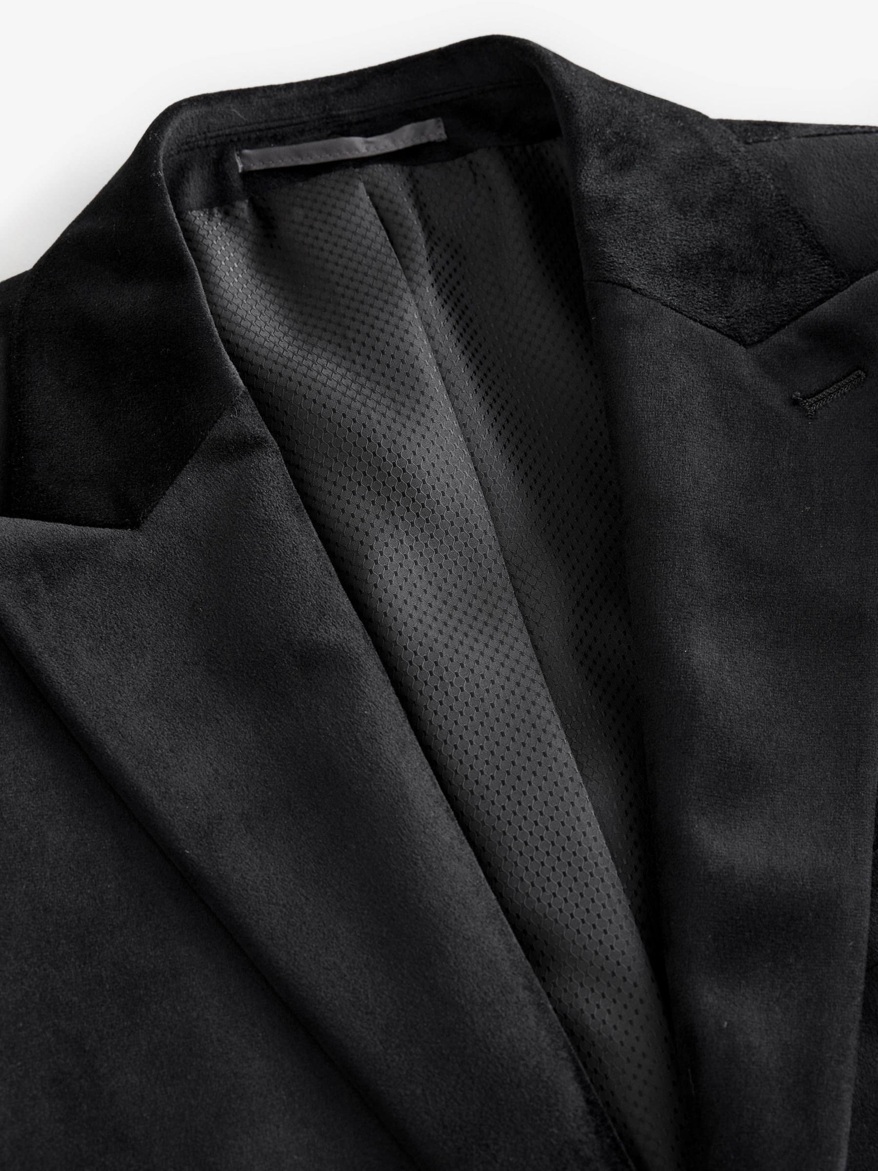 Zwart - Slim Fit - Velvet blazer met zelfrevers