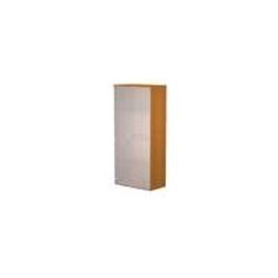 Bibliothèque haute Trend - L80xP35xH180 cm - 2 portes en verre dépoli - imitation frêne noir