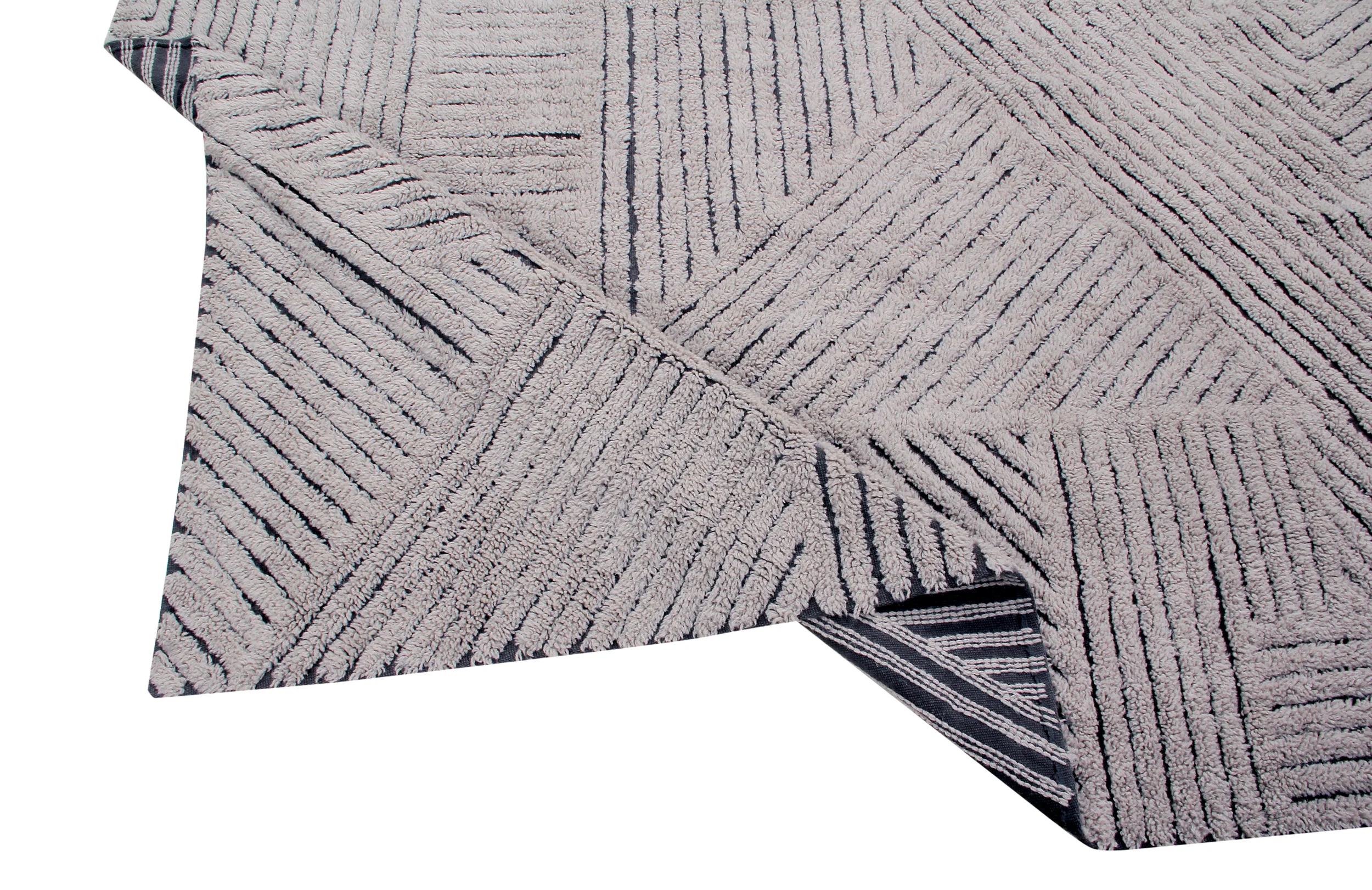 DOMAINES - Tapis rectangulaire en laine lavable | Gris