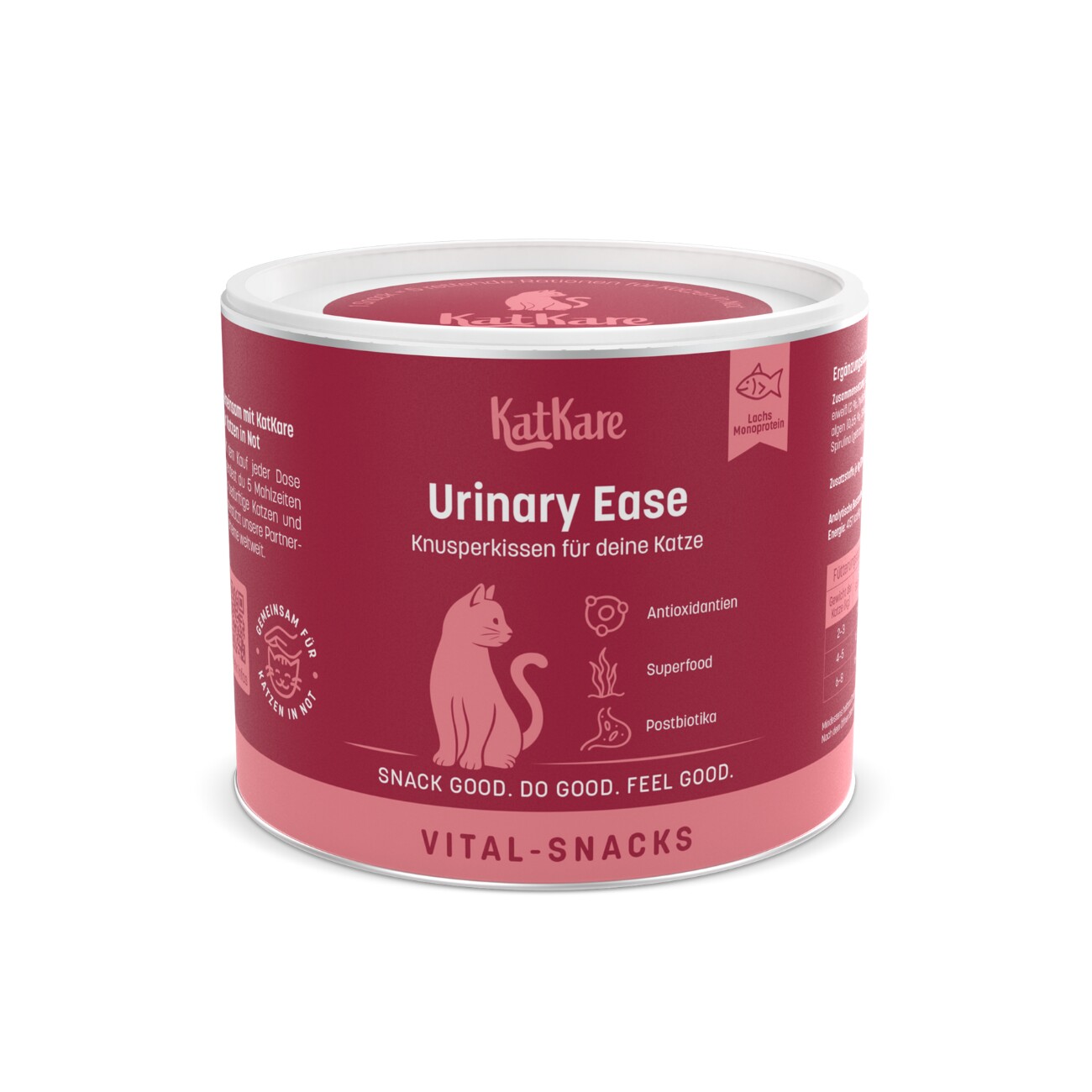 KatKare Vital Snacks Urinary Ease - Knusperkissen für das Harnwegssystem Deiner Katze mit blasenschützenden Wirkstoffen, Superfoods, Postbiotika und Omega-3 150 g