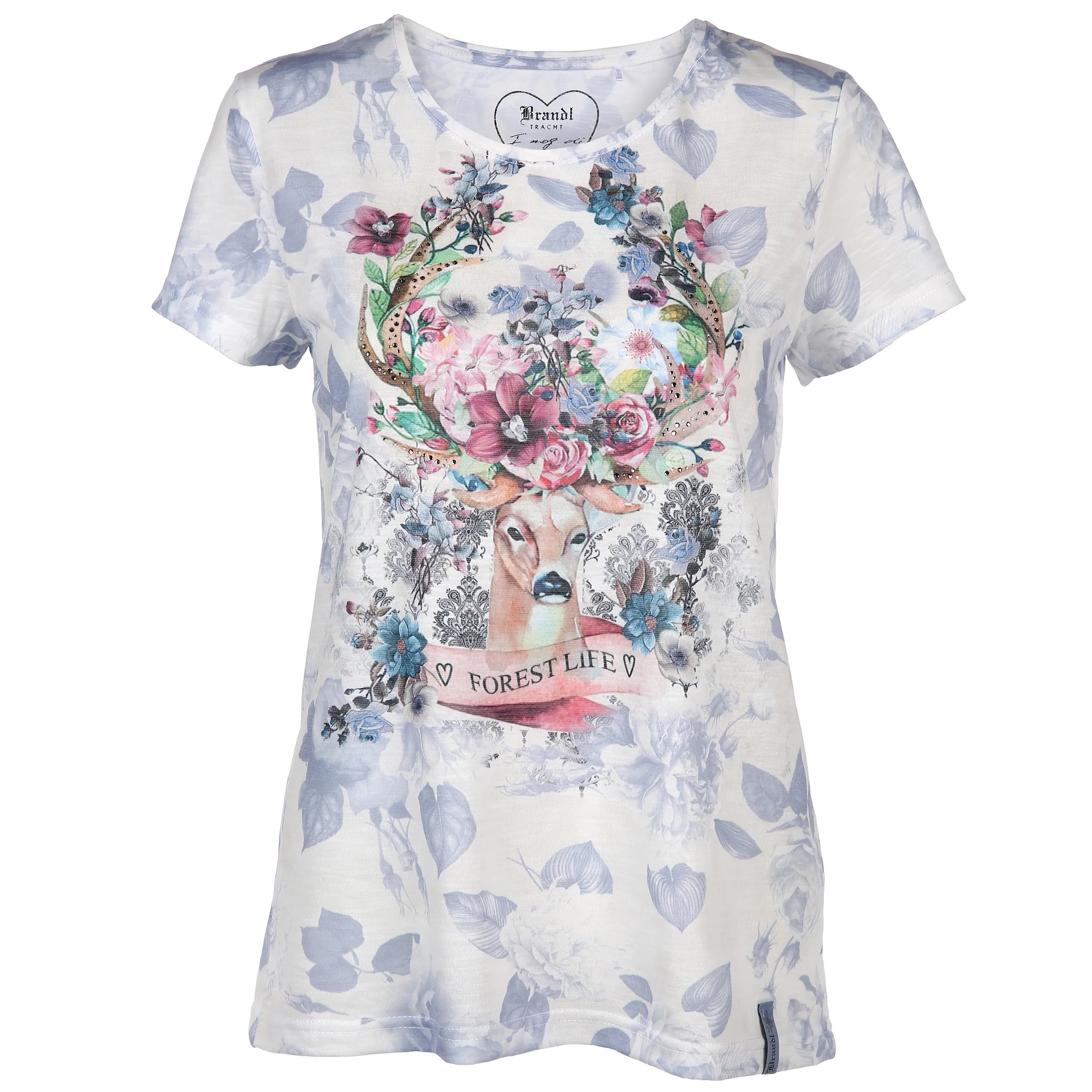 Damen Trachtenshirt mit Print und Glitzersteinchen