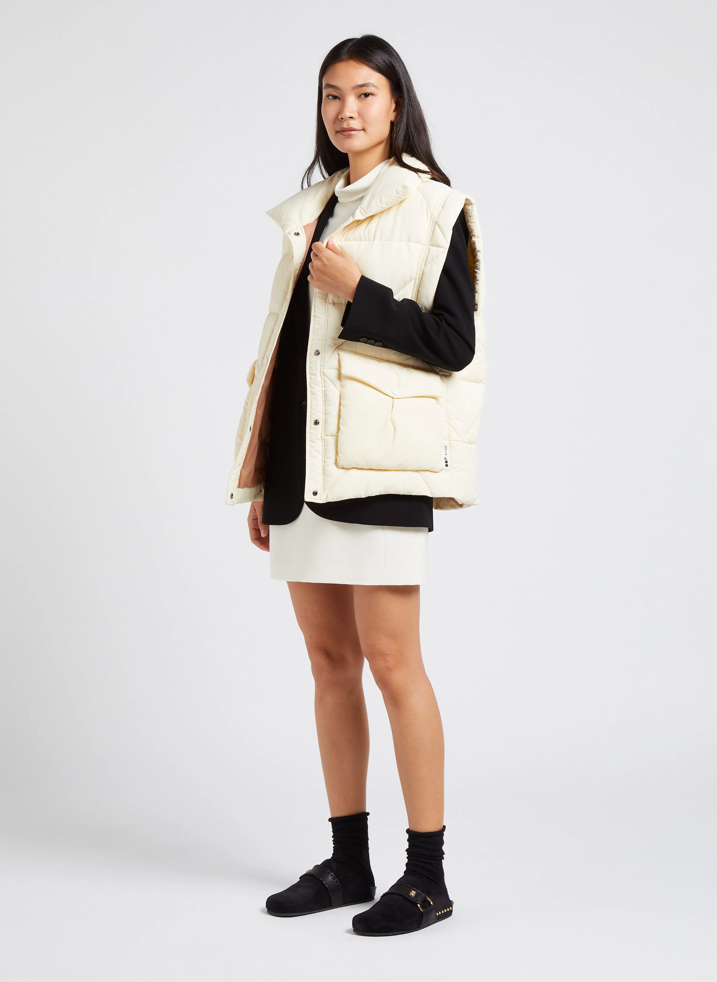 Doudoune droite sans manches | Blanc