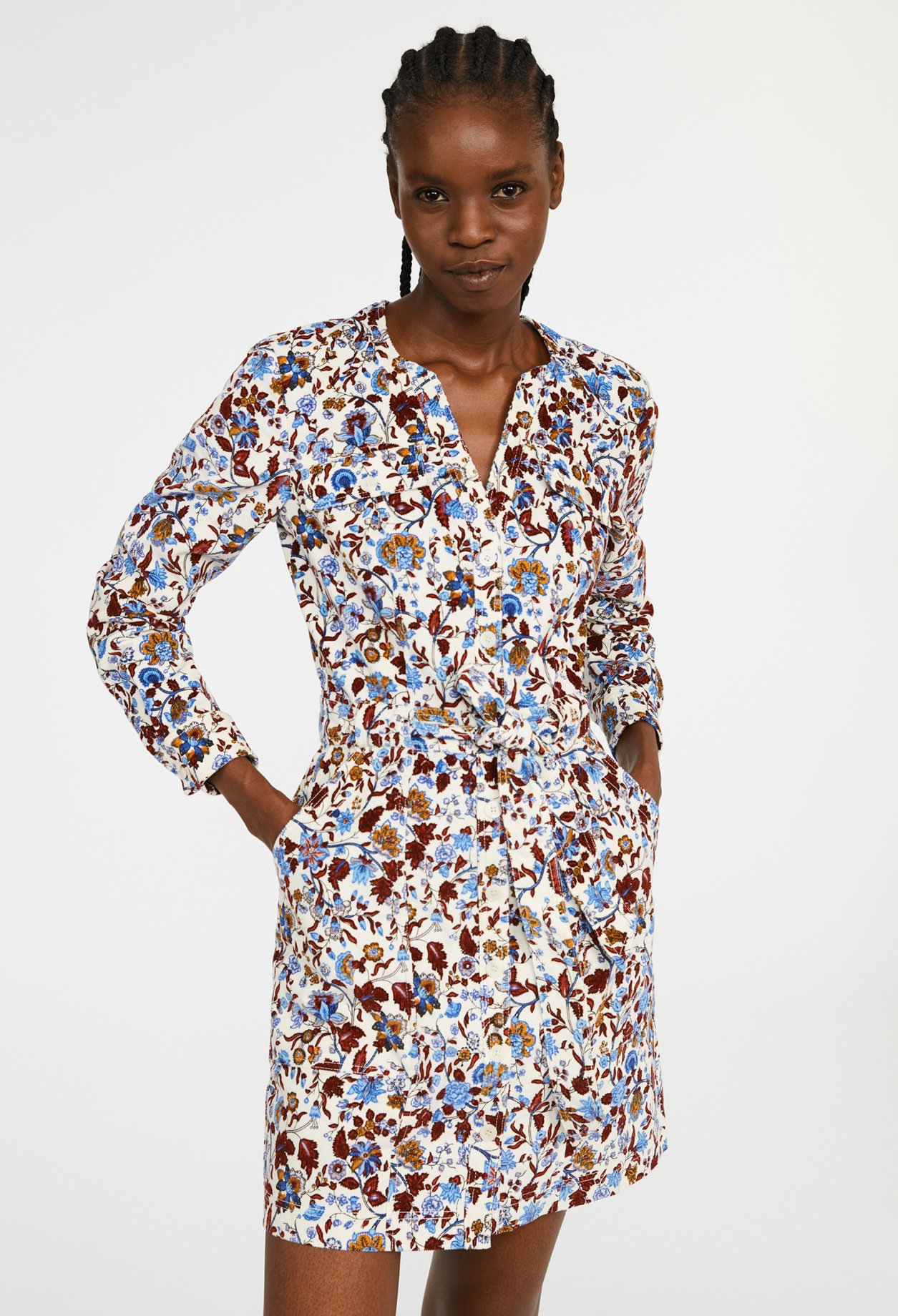 Robe courte imprimee fleurie coton