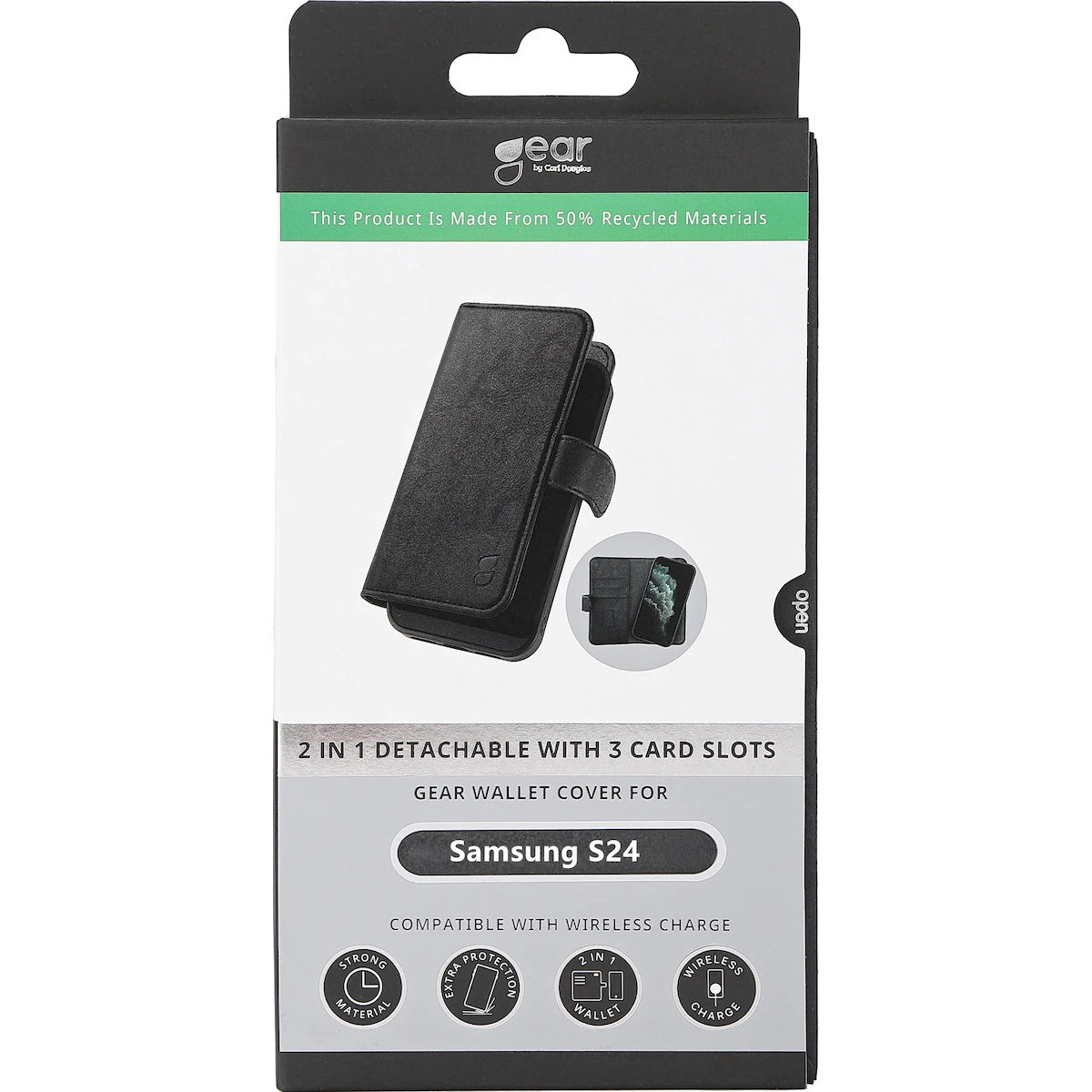 Gear 2in1 Samsung Galaxy S24 lommebokdeksel (sort)