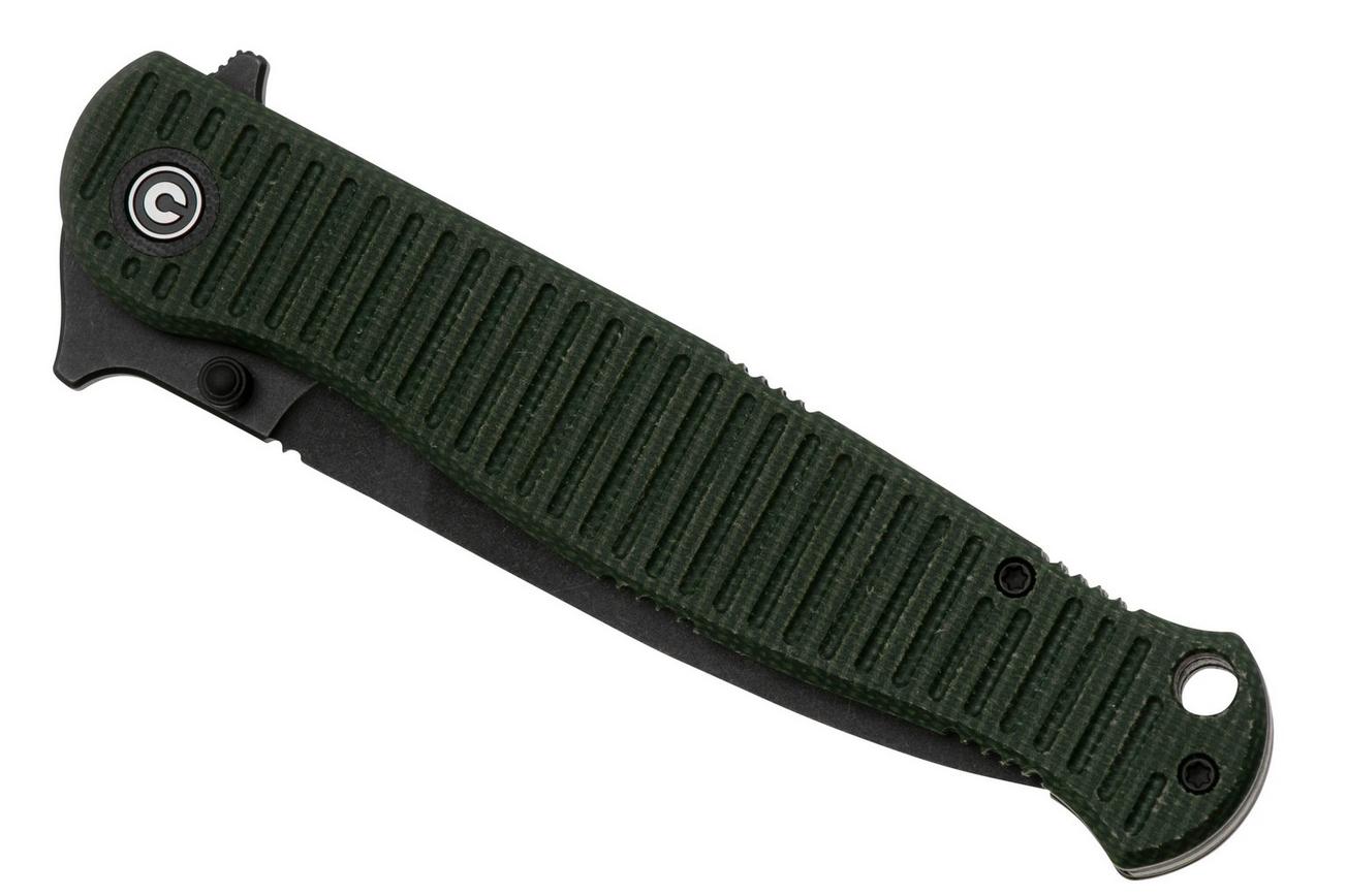 Civivi RS71 C23025-3 Blackwashed Nitro-V, Green Canvas Micarta zakmes, Robert Saniscalchi design