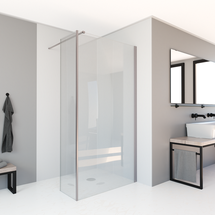 Saniclear Redro zijwand 40x200cm 8mm anti-kalk RVS