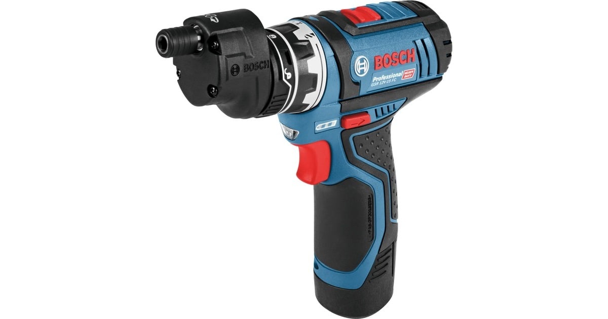 BoschAccuschroefboormachine GSR 12V-15 FC Professional  (Blauw/zwart, L-BOXX, opzetstukken, oplader en 2 accu's inbegrepen )