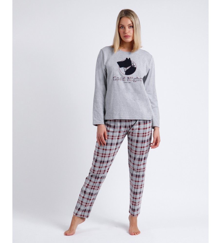 Pijama de manga comprida Admas Lou Lou Goodnight cinza