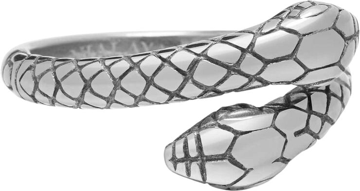 Nialaya Men's Stainless Steel Vintage Snake Ring Silver
