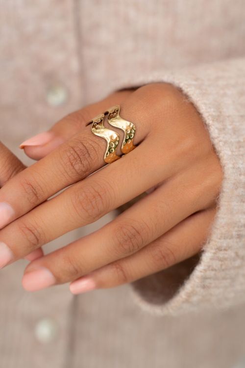 Statement ring met dubbele wave