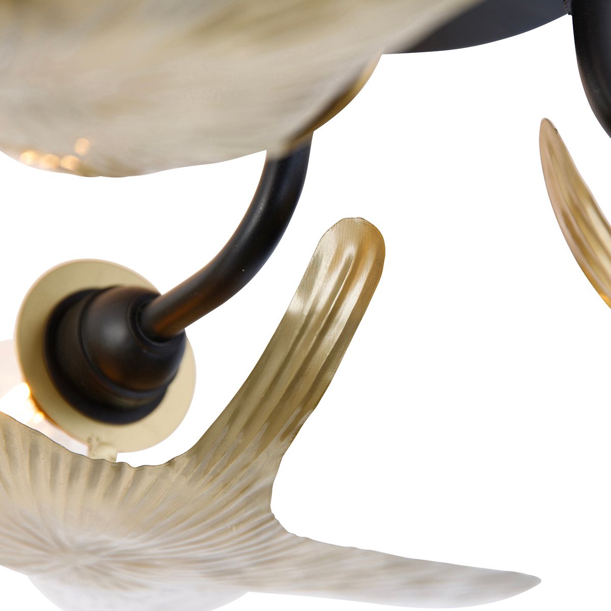 Oosterse plafondlamp messing met zwart 3-lichts - Louka