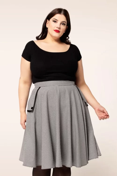 Bunny Teddy pied de poule swing rok in zwart en wit