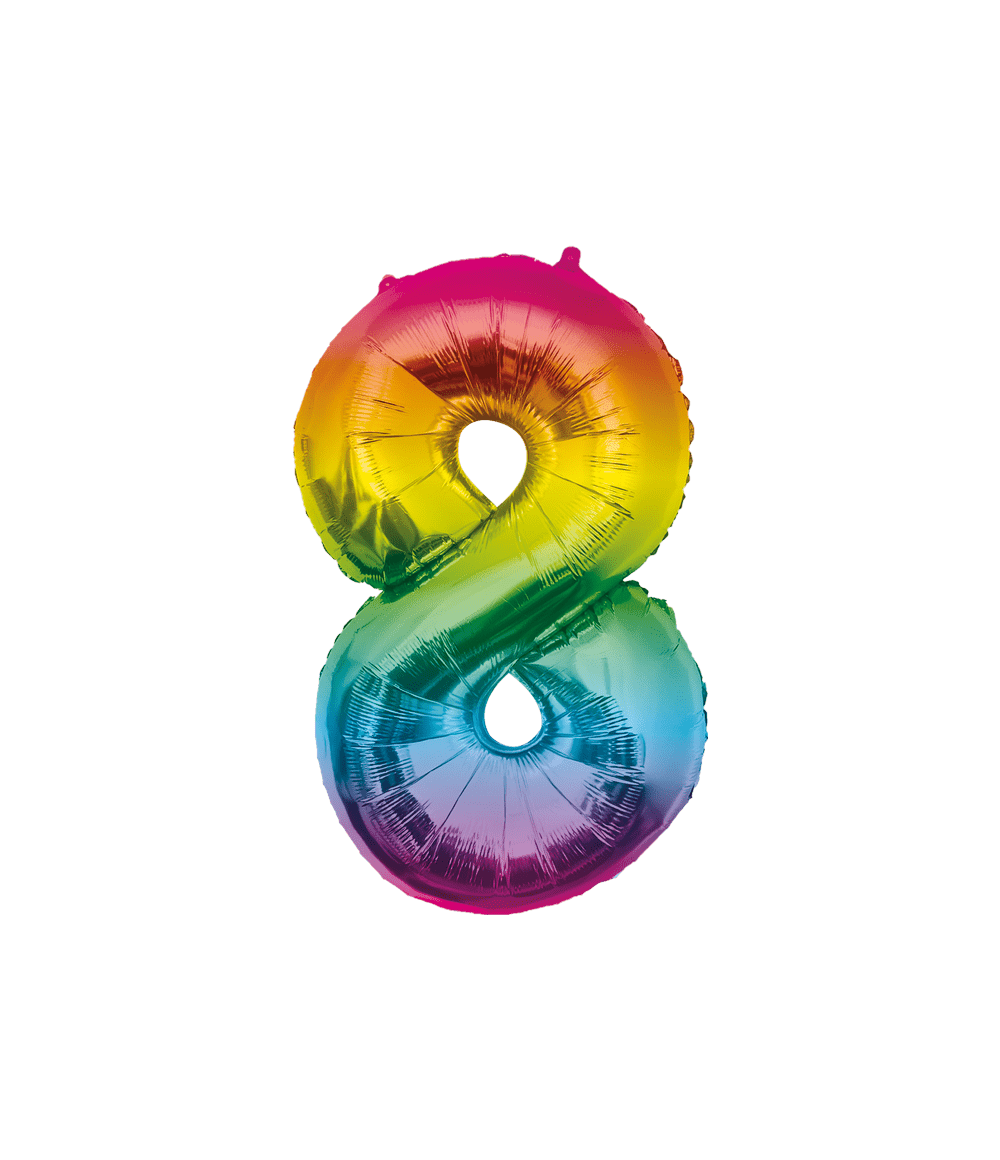 8 Jaar Helium Ballon Regenboog Leeg 86cm