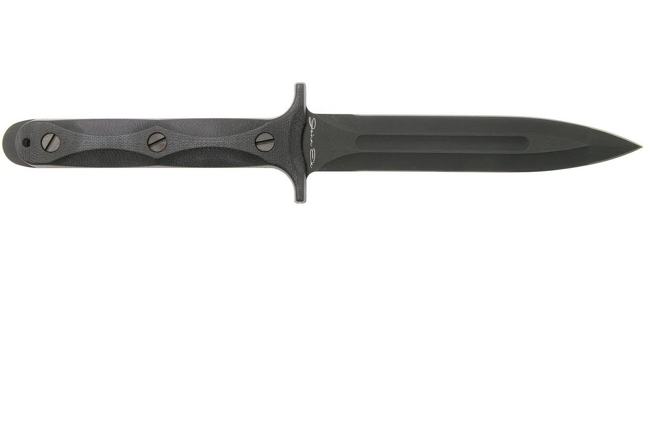 Rick Hinderer EK Dagger O1 Parkerized, Black Micarta commando dolkmes