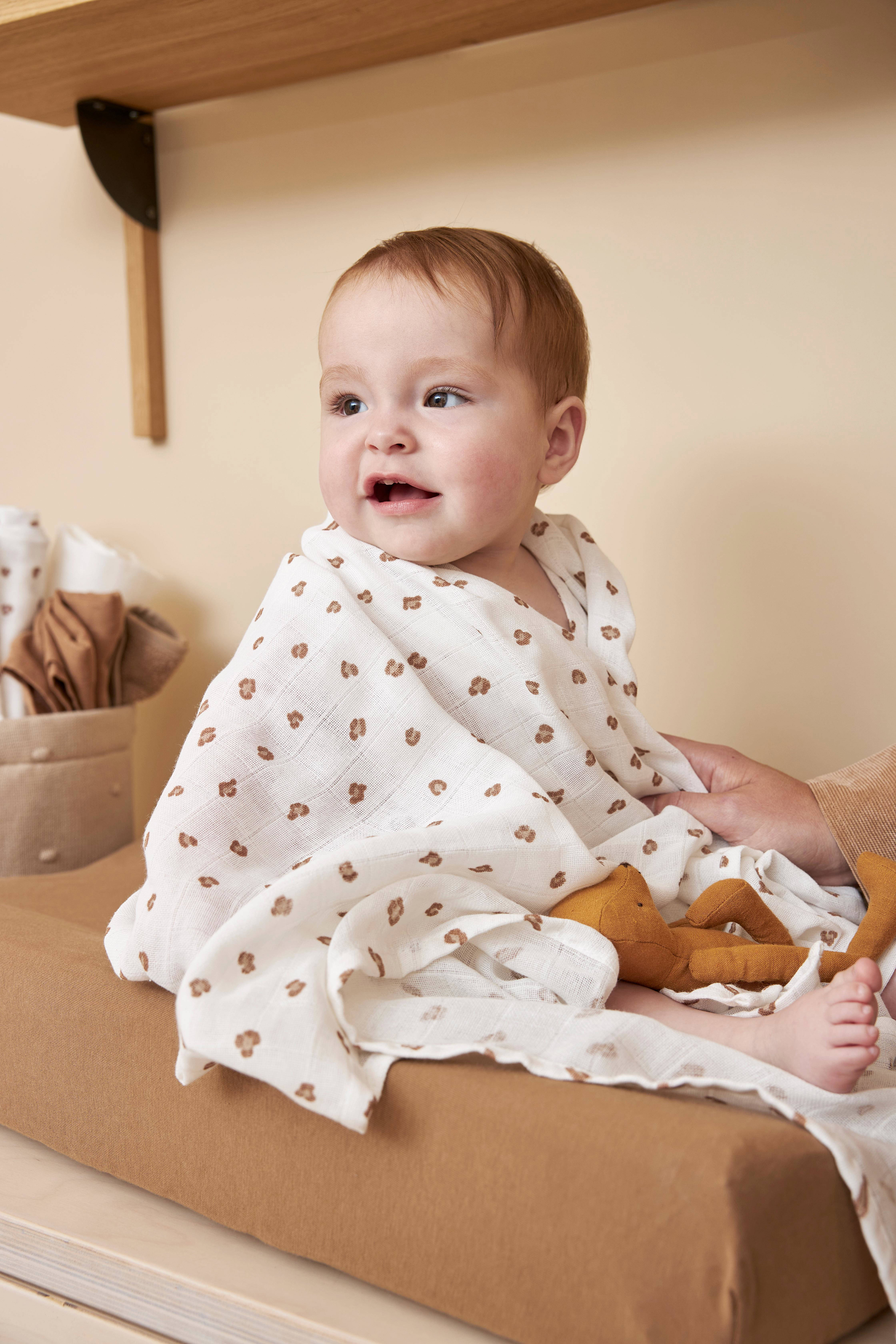 Meyco hydrofiele swaddle Mini Panther 120x120 cm - set van 2 Toffee