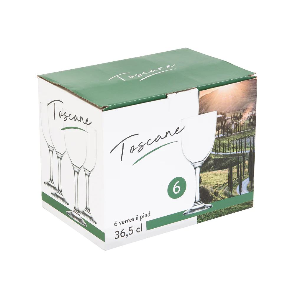 Boîte de 6 verres à pied Toscane 36,5 cl Trend'up