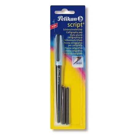 Pelikan Füllhalter Script P52 mit 2 Tintenpatronen, blau