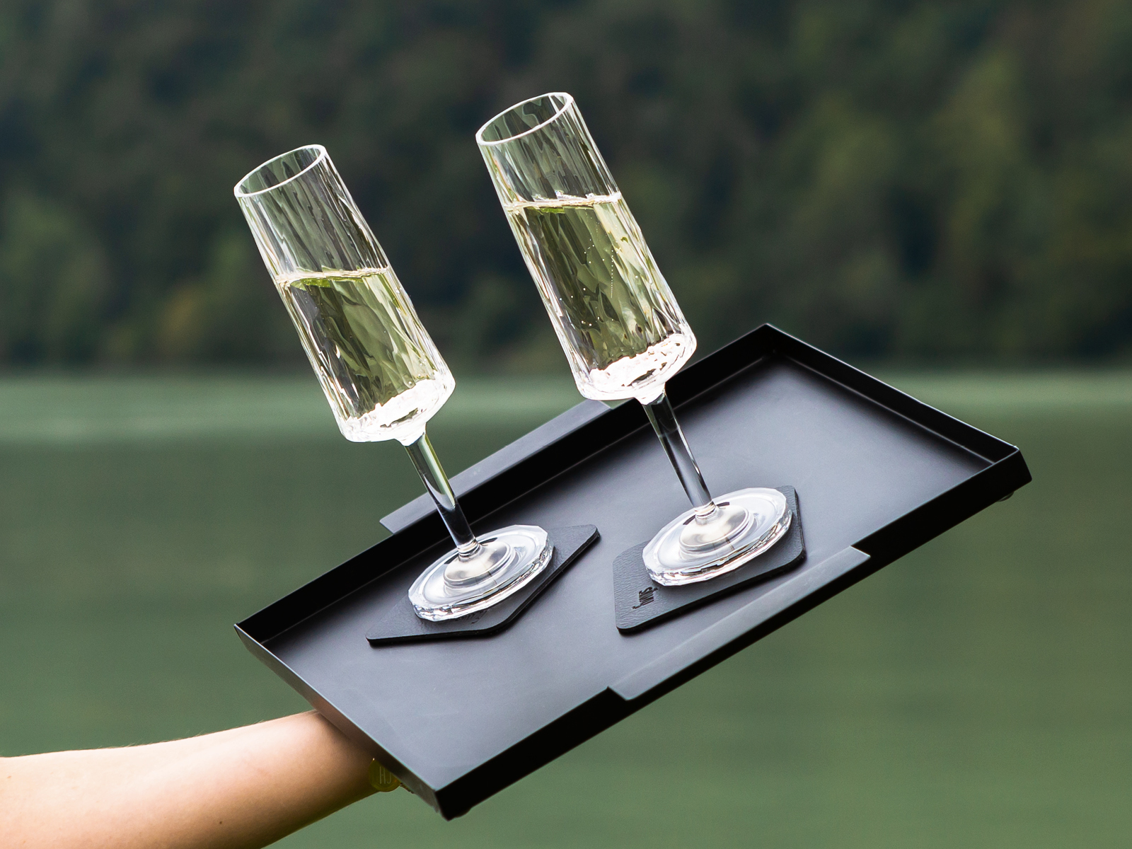 Silwy 2-delige set magnetische kunstof champagne glazen