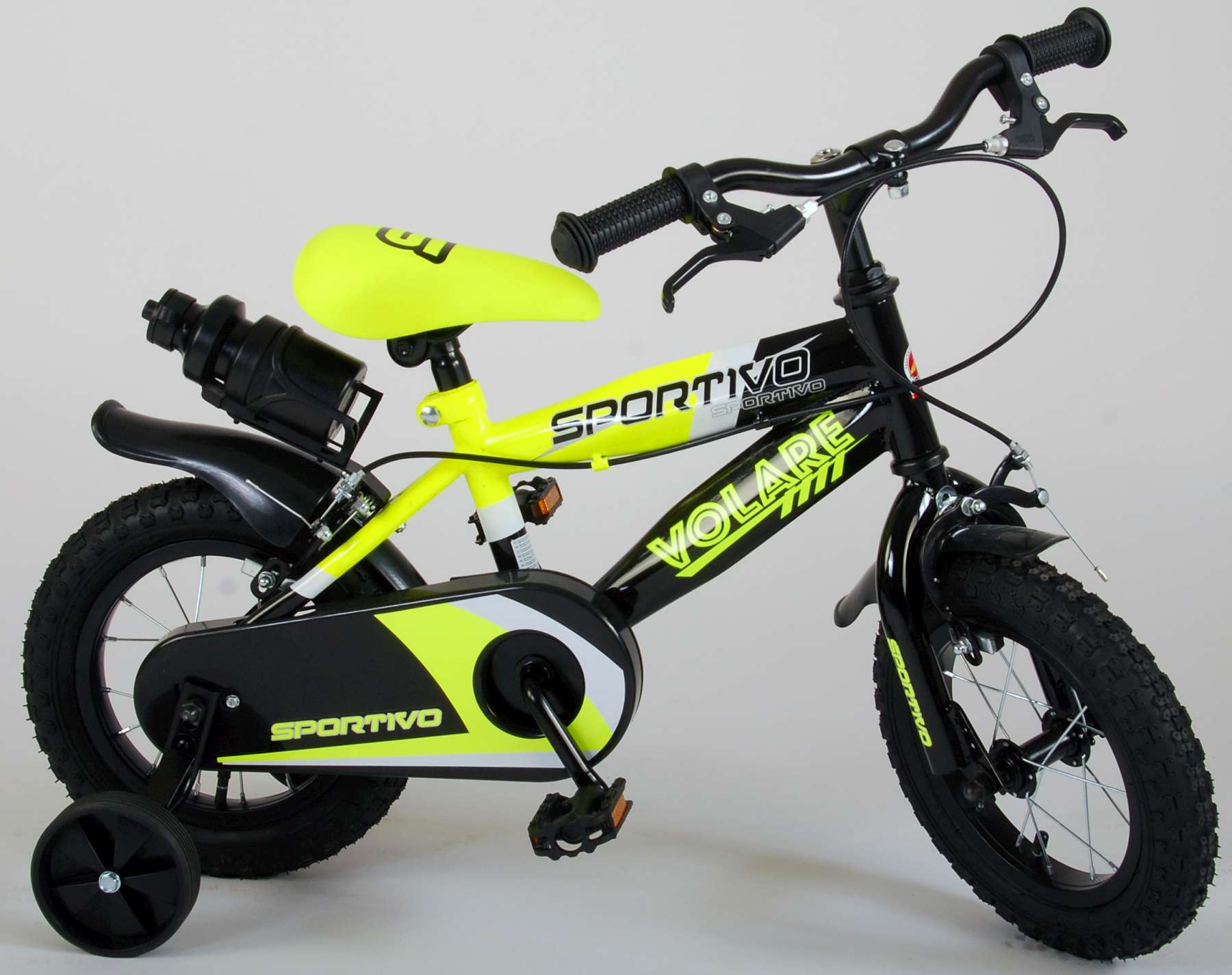 TPFSports Sportivo Kinderfahrrad - Jungen - 12 Zoll - 2 Handbremsen - Neon Gelb