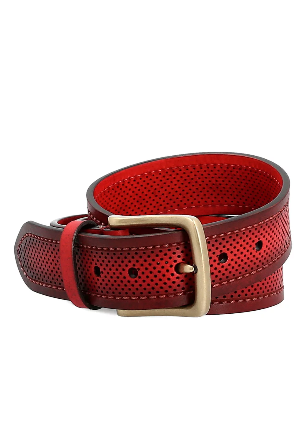 CEINTURE OAKWOOD CUIR MINI PERFOS ROUGE