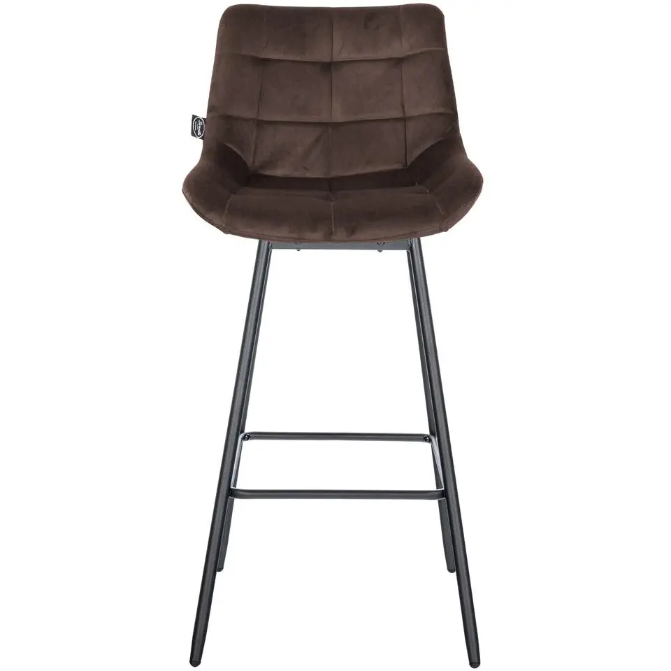 CLP Barkruk Weston zwart Frame - Fluweel - bruin