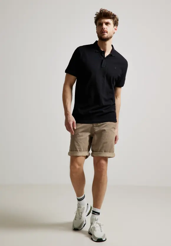 Slim Fit Shorts mit Print - seed beige