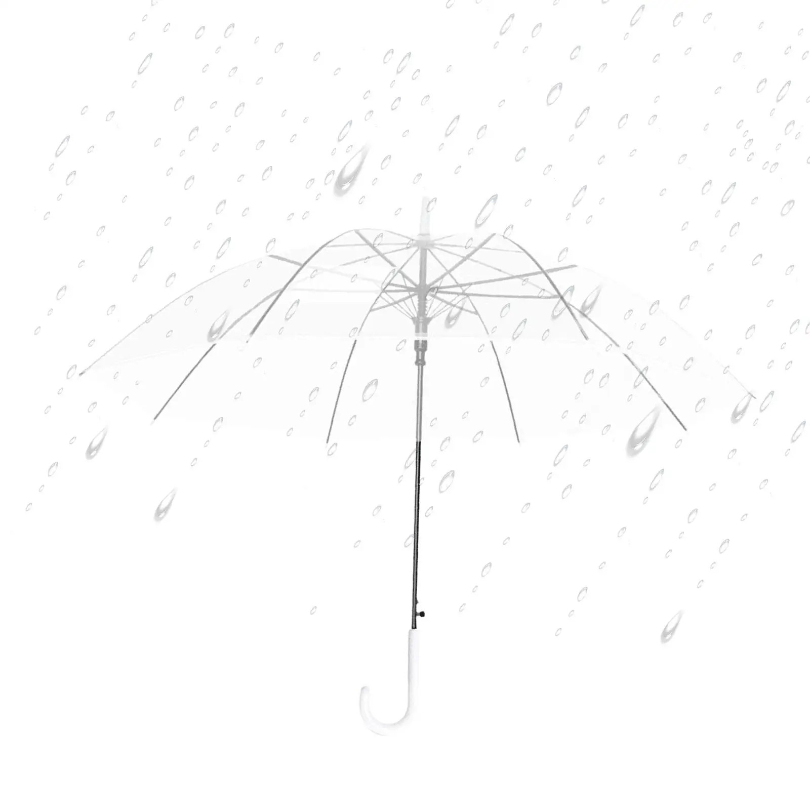 (Ø88cm) Langgriff Regenschirm Fashion Schirm mit automatischer Selbstöffnung - Transparent