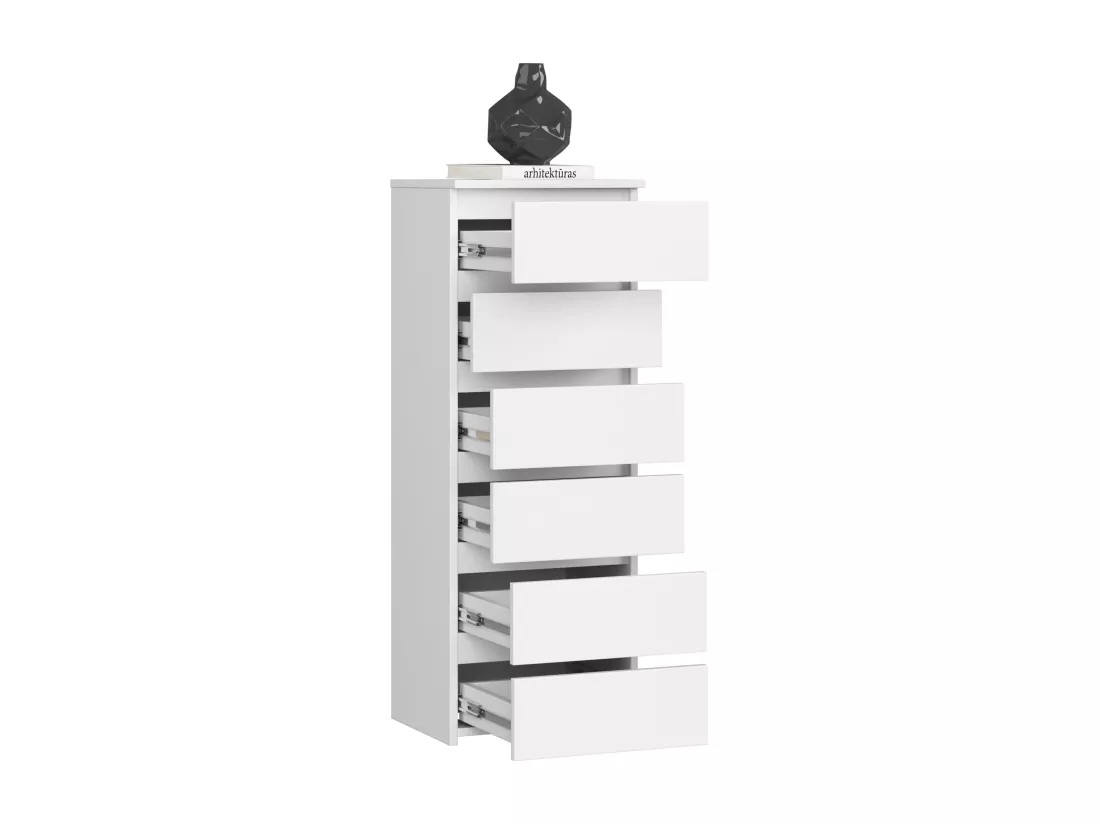 Commode AKORD CL6 Blanche 40 cm 6 tiroirs façade Blanche 40x35x109 cm