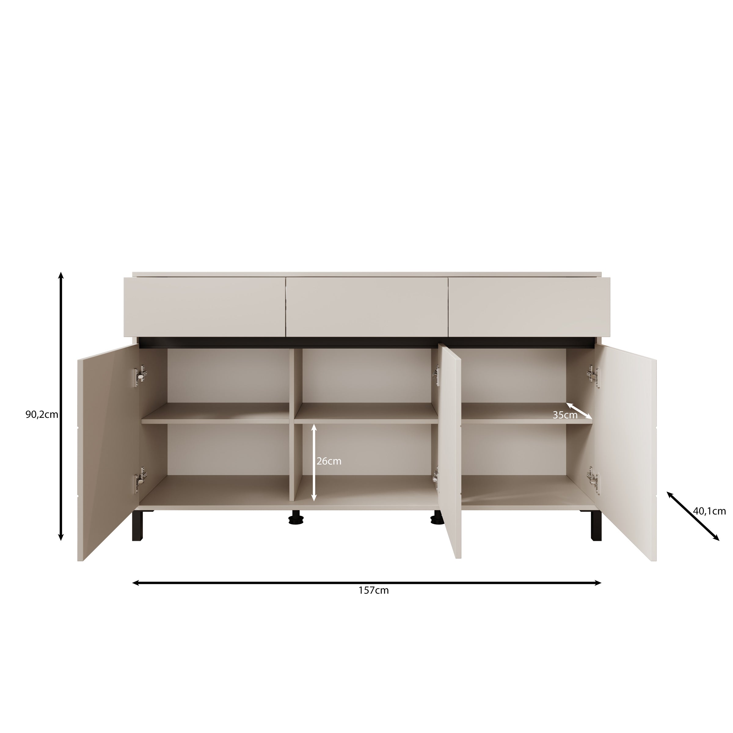 Montellini - Dressoir - Beige - 157x40x90 cm