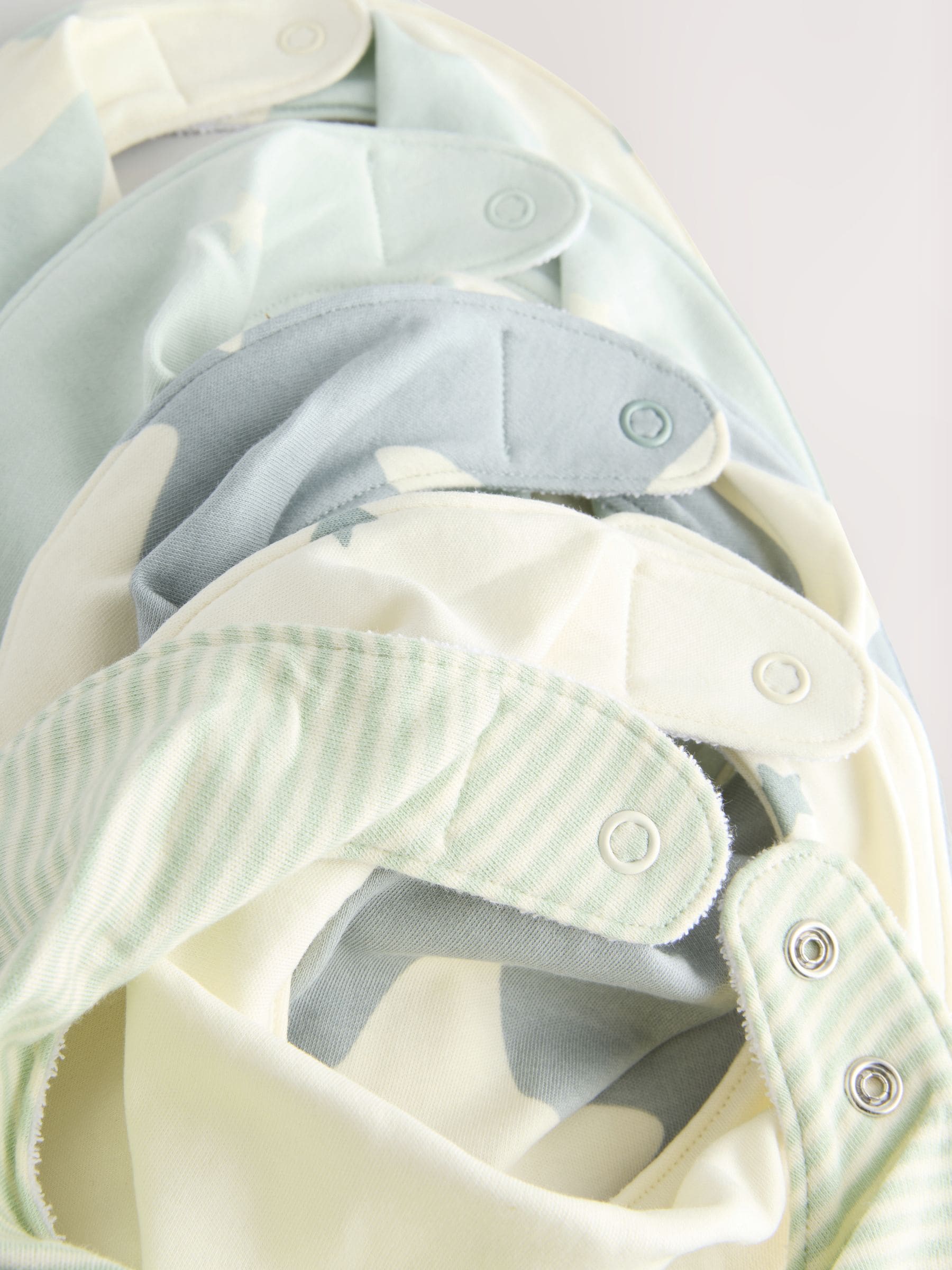 Groen sterrenprint - 5 Pack Dribble Baby 100% Cotton Bibs