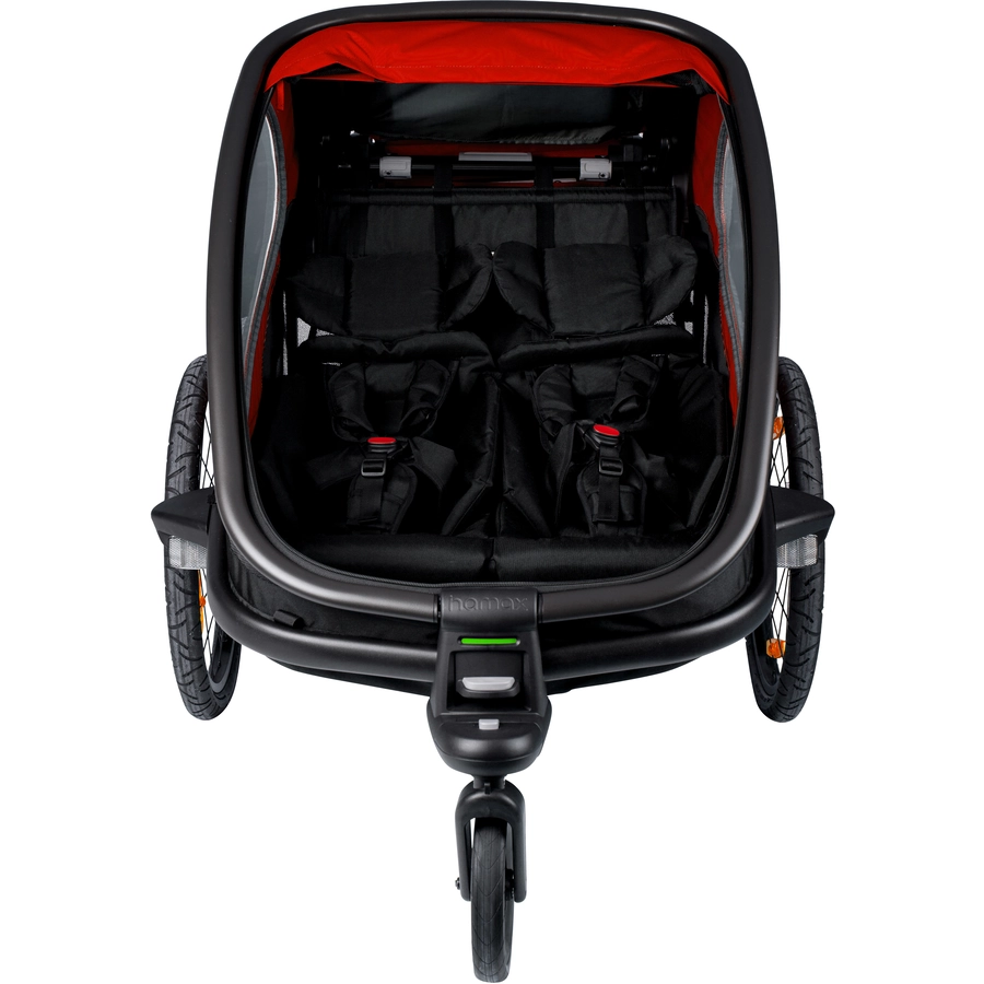 hamax Kinderfahrradanhänger Outback mit Rückenlehnenverstellung - RedBlack