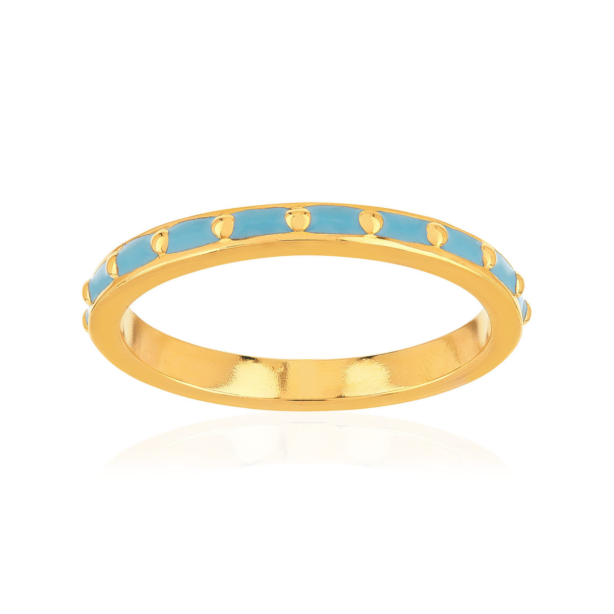 Bague plaqué or jaune et résine bleue