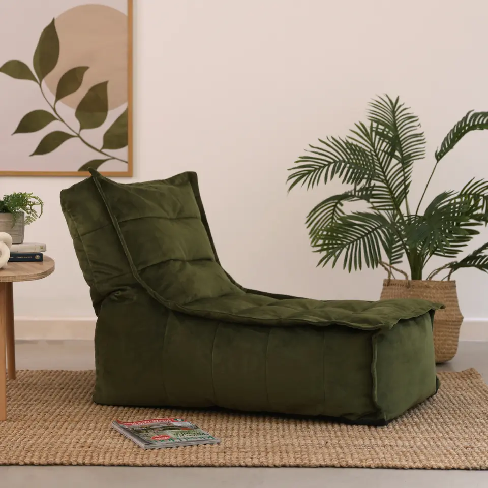icon Zitzak Lounger Dolce - Fluwelen Zitzak - Olijfgroen